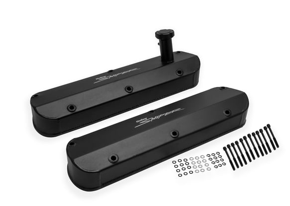 Sniper Valve Cover - Fabricated Aluminum - Ford Small Block - Tall - Black 890013B HOLLEY Autoparts