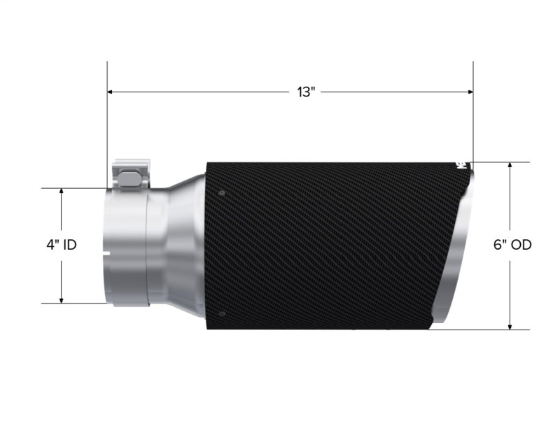 MBRP Universal Carbon Fiber Tip 6in OD/4in Inlet/12in L - Angle Cut Tip MBRP Tips