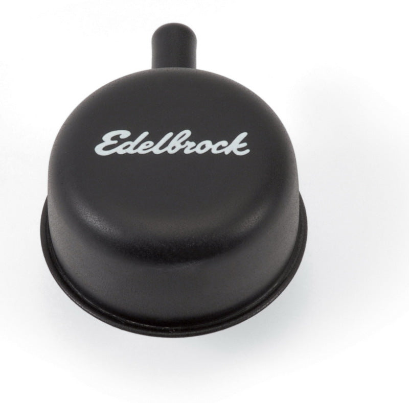 Edelbrock Round Cap w/ Nipple Black Edelbrock Valve Covers