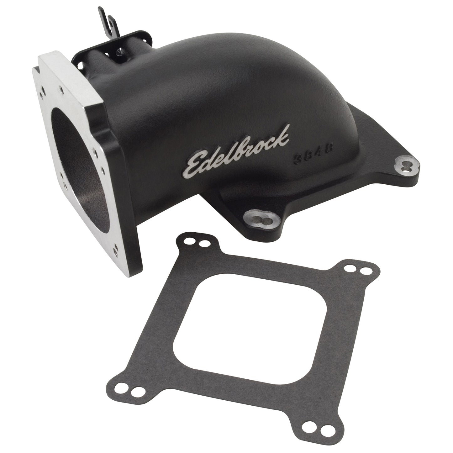 Throttle Body Intake Elbow #38483 Low Profile, 90mm Opening, Black Powder Coated