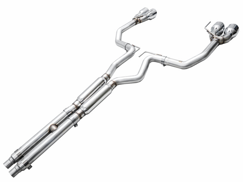 AWE 2024 Ford Mustang GT Fastback S650 RWD Track Edition Cat-Back Exhaust w/ Quad Chrome Silver Tips AWE Tuning Catback