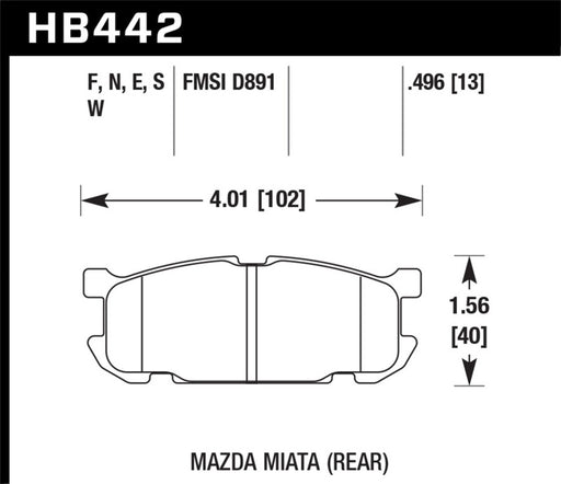 Hawk 01-03 Mazda Miata 1.8L Base Pads Only Rear ER-1 Brake Pads Hawk Performance Brake Pads - Racing
