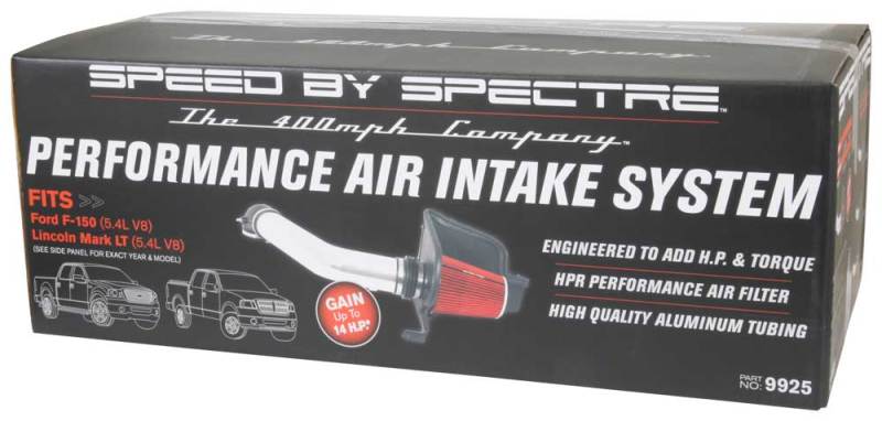 Spectre 04-08 Ford F150 V8-5.4L F/I Air Intake Kit - Clear Anodized w/Red Filter Spectre Cold Air Intakes