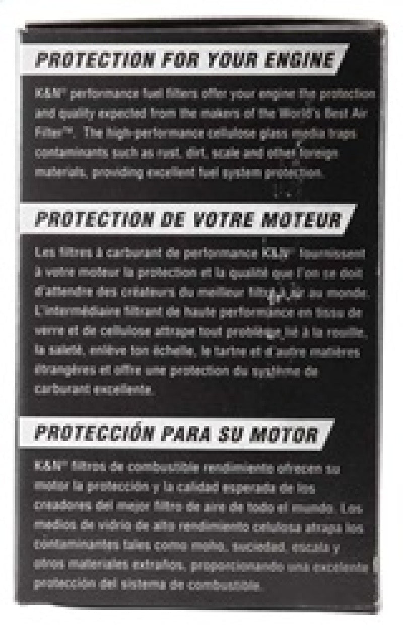 K&N Cellulose Media Fuel Filter 1.688in OD x 3.813in L K&N Engineering Fuel Filters