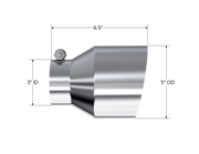 MBRP Universal T304 Stainless Steel Tip, 3in ID / 5in OD Out / 6.5in Length / Angle Cut Single Wall MBRP Tips