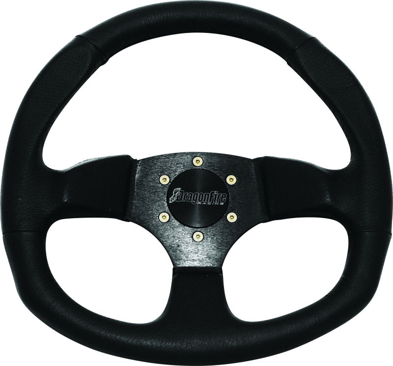 DragonFire Racing Steering Wheels - D-Shaped- Vinyl- Black- 0in offset DragonFire Racing Steering Wheels