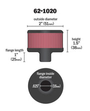 K&N Steel Base Crankcase Vent Filter .625in Vent OD x 2in OD x 1.5in Height K&N Engineering Air Filters - Universal Fit