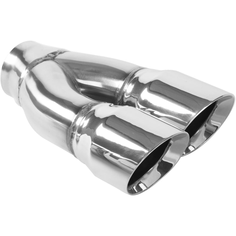 MagnaFlow Tip Stainless Double Wall Round Dual Outlet Polished 3in DIA 2.25in Inlet 9.75in Length Magnaflow Catalytic Converter Universal