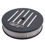 Edelbrock Air Cleaner Racing Series Round Aluminum Top Cloth Element 14In Dia X 3 125In Dropped Base Edelbrock Air Filters - Universal Fit