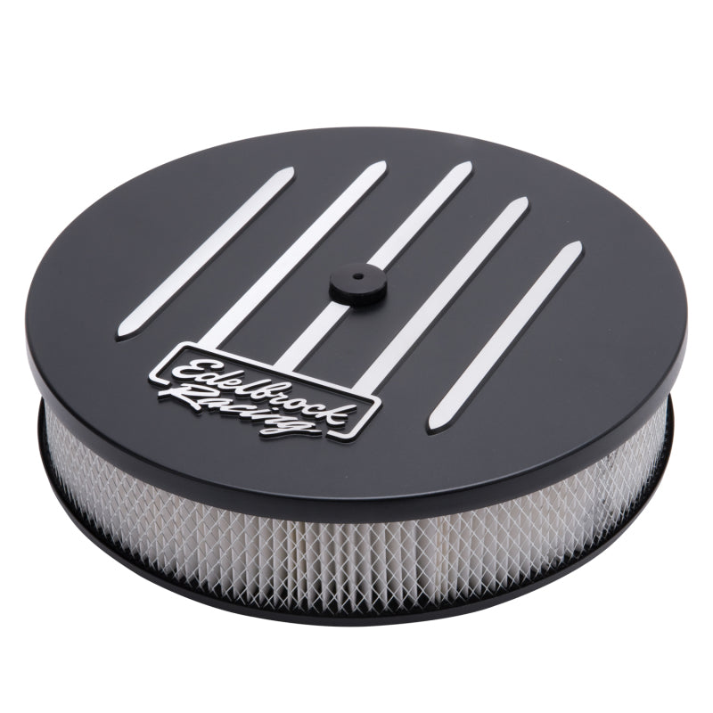Edelbrock Air Cleaner Racing Series Round Aluminum Top Cloth Element 14In Dia X 3 125In Dropped Base Edelbrock Air Filters - Universal Fit