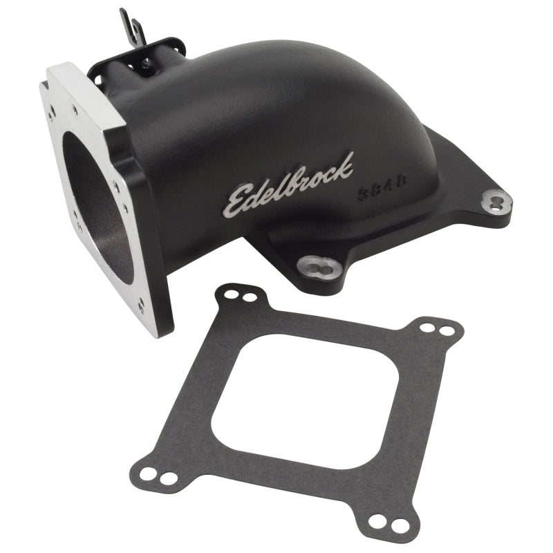 Edelbrock Low Profile Intake Elbow 90mm Throttle Body to Square-Bore Flange Black Finish Edelbrock Throttle Bodies