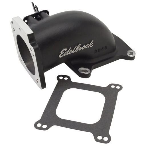 Edelbrock Low Profile Intake Elbow 90mm Throttle Body to Square-Bore Flange Black Finish Edelbrock Throttle Bodies