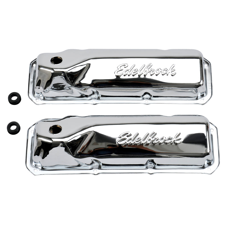 Edelbrock Valve Cover Signature Series Ford 351M-400-351C CI V8 Chrome Edelbrock Valve Covers