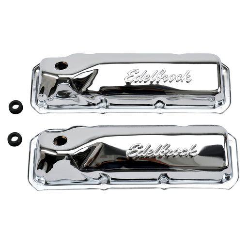 Edelbrock Valve Cover Signature Series Ford 351M-400-351C CI V8 Chrome Edelbrock Valve Covers