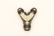 DeatschWerks 8AN Male Flare + 8AN Male Flare to 10AN Male Flare Y Block Fitting DeatschWerks Distribution Blocks