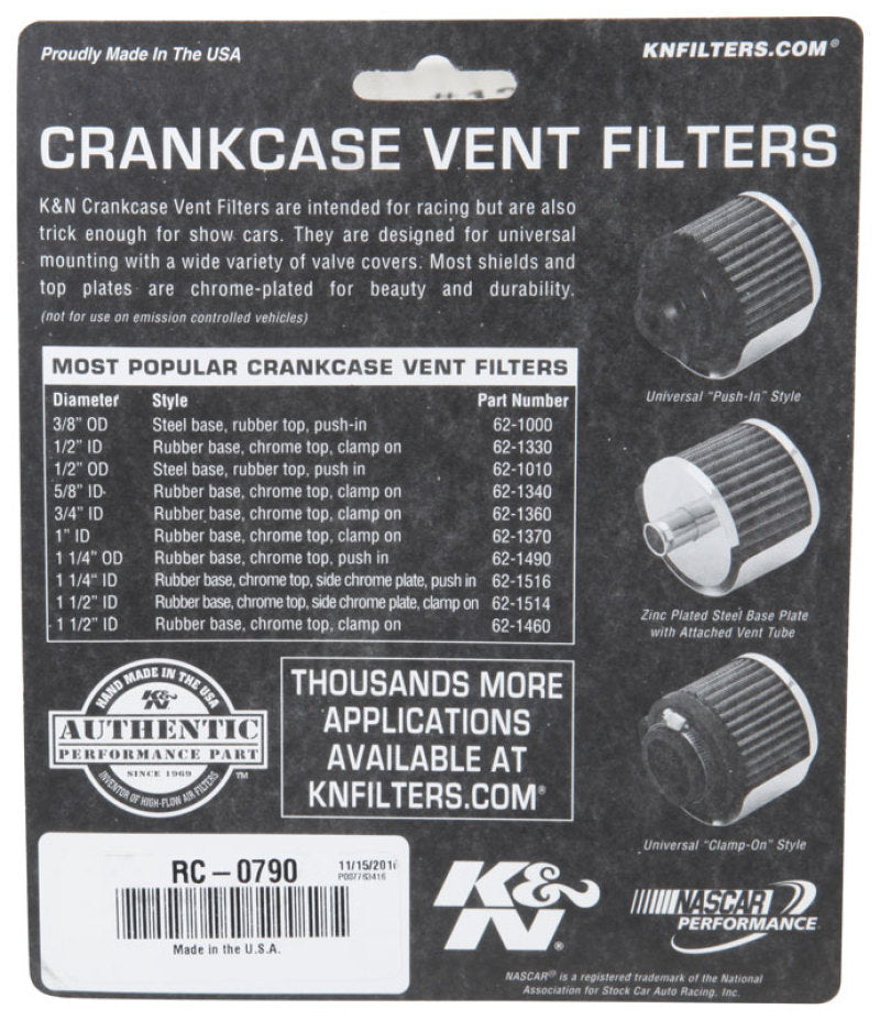 K&N Universal Chrome Filter 1 3/8 inch FLG / 2 1/2 inch Base / 2 inch Top / 2 1/4 inch Height K&N Engineering Air Filters - Universal Fit