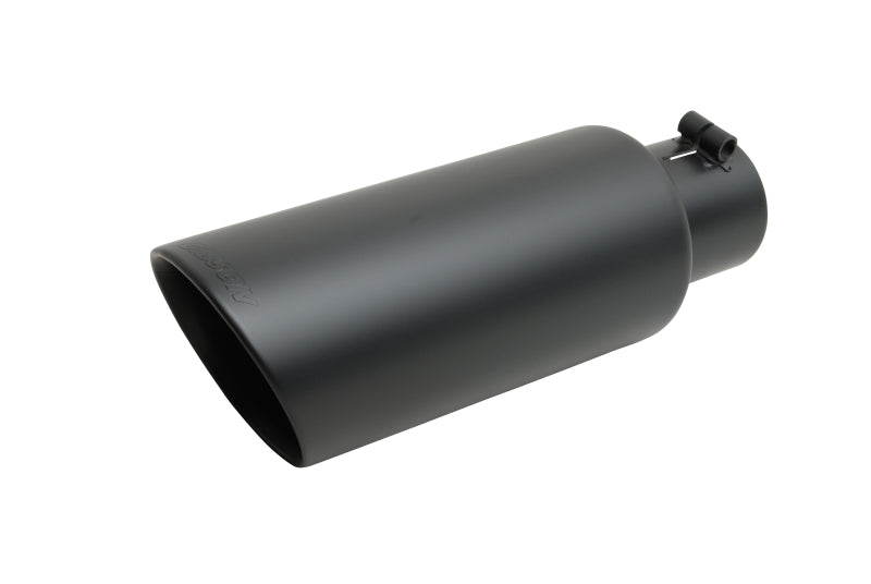 Gibson Round Dual Wall Angle-Cut Tip - 4in OD/2.5in Inlet/8in Length - Black Ceramic Gibson Tips