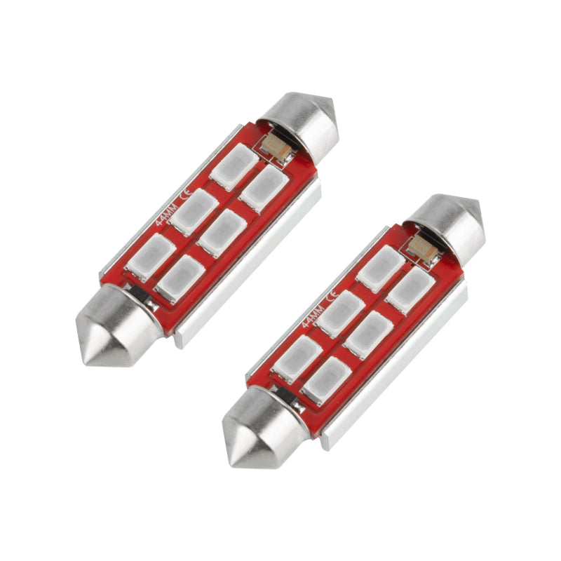 Oracle 44MM 6 LED 3-Chip Festoon Bulbs (Pair) - Red ORACLE Lighting Bulbs