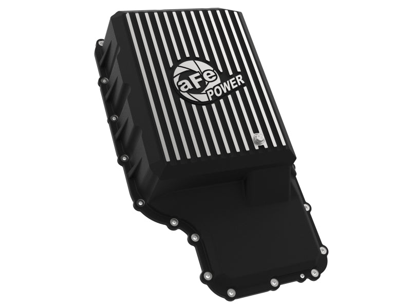 aFe 20-21 Ford Truck w/ 10R140 Transmission Pan Black POWER Street Series w/ Machined Fins aFe Diff Covers