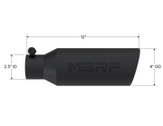 MBRP Universal Tip 4in O.D. Angled Rolled End 2.5in inlet 12in length Black MBRP Tips