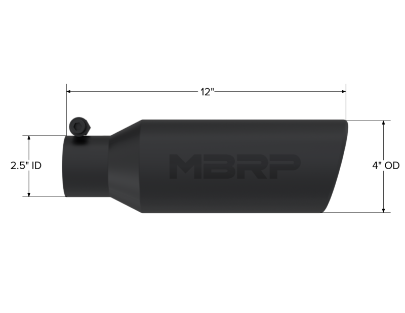 MBRP Universal Tip 4in O.D. Angled Rolled End 2.5in inlet 12in length Black MBRP Tips