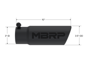 MBRP Universal Tip 3-1/2in O.D. Angled Rolled End - 3in ID Inlet 10in Length - Black MBRP Tips