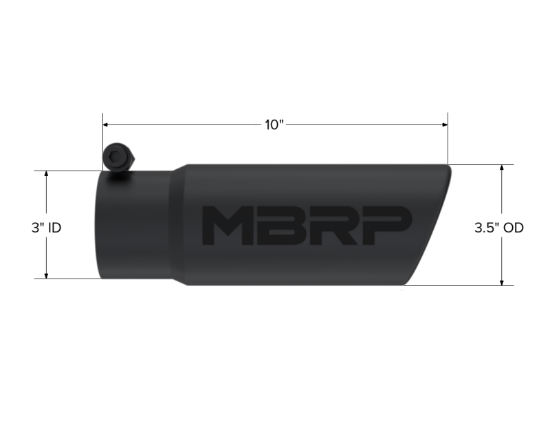 MBRP Universal Tip 3-1/2in O.D. Angled Rolled End - 3in ID Inlet 10in Length - Black MBRP Tips