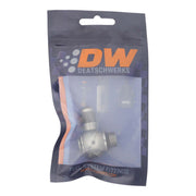 DeatschWerks 6AN ORB Male to 6AN Male Flare Low Profile 90-Degree Swivel - Anodized DW Titanium DeatschWerks Fittings