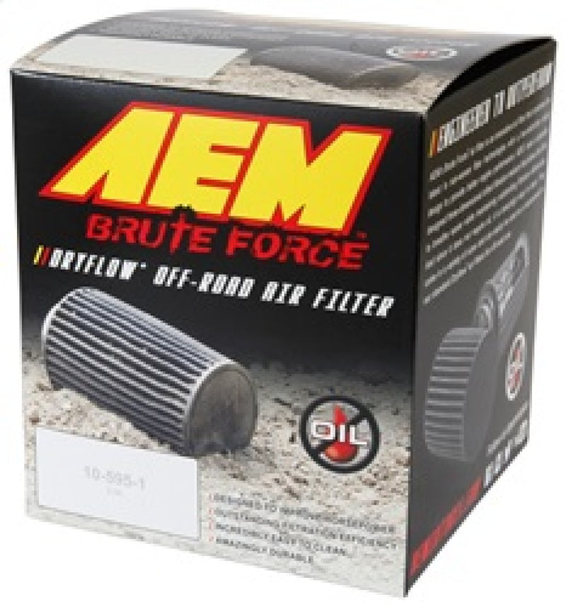 AEM Brute Force Dryflow Air Filter - Conical 6in Base OD / 5.125in Top OD / 5.25in Height AEM Induction Air Filters - Universal Fit