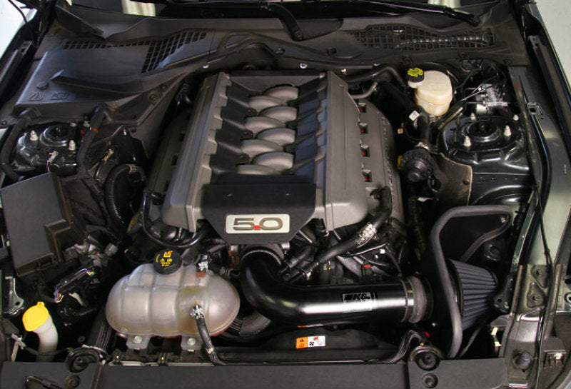 K&N 2015 Ford Mustang GT 5.0L V8 Black Performance Intake Kit K&N Engineering Cold Air Intakes