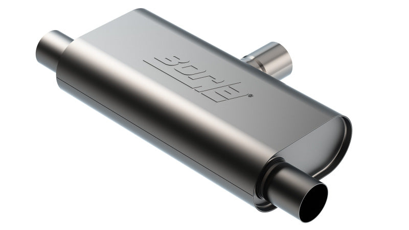 Borla T- Flow Universal Muffler - 2.5in Single Inlet/2.5in Dual Outlet 24in OAL 4.25x9.10x18in Body Borla Muffler