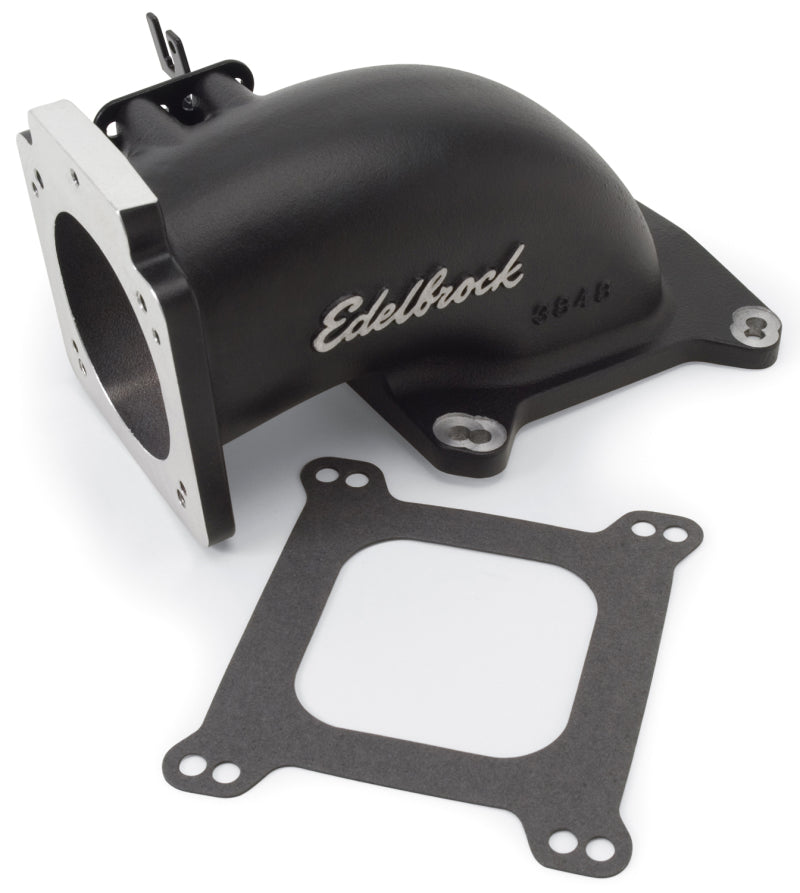Edelbrock Low Profile Intake Elbow 90mm Throttle Body to Square-Bore Flange Black Finish Edelbrock Throttle Bodies