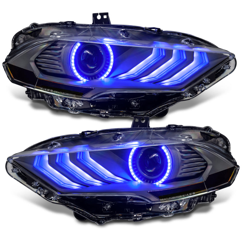 Oracle Lighting 18-23 Ford Mustang Dynamic ColorSHIFT LED Headlights - Black Series ORACLE Lighting Headlights