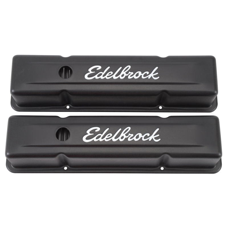 Edelbrock Valve Cover Signature Series Chevrolet 1959-1986 262-400 CI V8 Tall Black Edelbrock Valve Covers