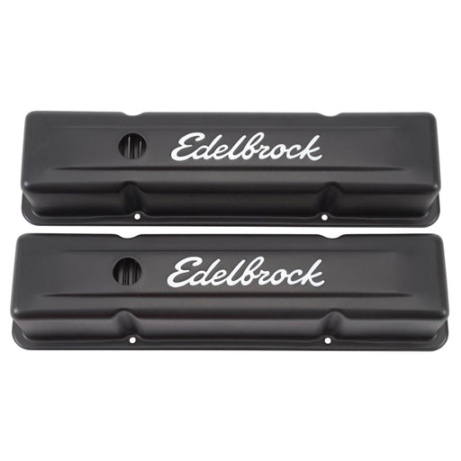 Edelbrock Valve Cover Signature Series Chevrolet 1959-1986 262-400 CI V8 Tall Black Edelbrock Valve Covers