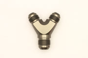 DeatschWerks 8AN Male Flare + 8AN Male Flare to 10AN Male Flare Y Block Fitting DeatschWerks Distribution Blocks