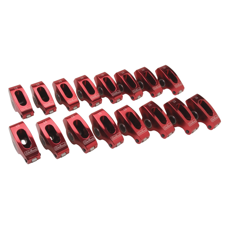 Red Roller Rockers for Small-Block Chevy 3/8 stud 1.5:1 Ratio (Qty 16) EDELBROCK Autoparts