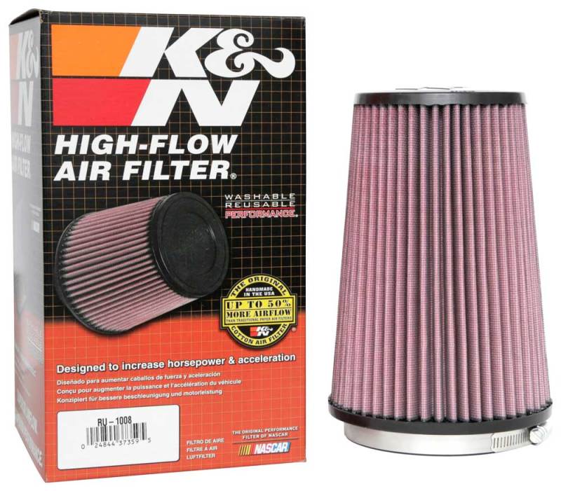 K&N Universal Clamp-On Air Filter 4-1/2in FLG / 5-7/8in B / 4-1/2in T / 8-3/8in H K&N Engineering Air Filters - Universal Fit