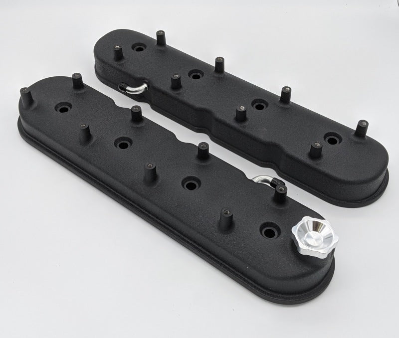 Granatelli 96-22 GM LS Tall Valve Cover w/Angled Coil Mounts - Black Wrinkle (Pair) Granatelli Motor Sports Valve Covers