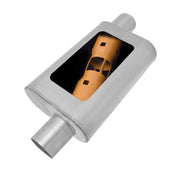 Gibson MWA Superflow Offset/Offset Oval Muffler - 4x9x14in/2.25in Inlet/2.25in Outlet - Stainless Gibson Muffler