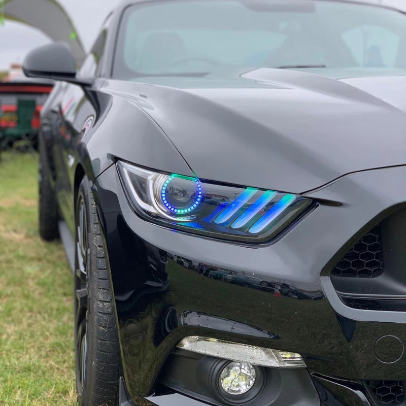 Oracle 15-17 Ford Mustang V6/GT/Shelby Dynamic DRL w/ Halo Kit - ColorSHIFT - Dynamic ORACLE Lighting Headlights