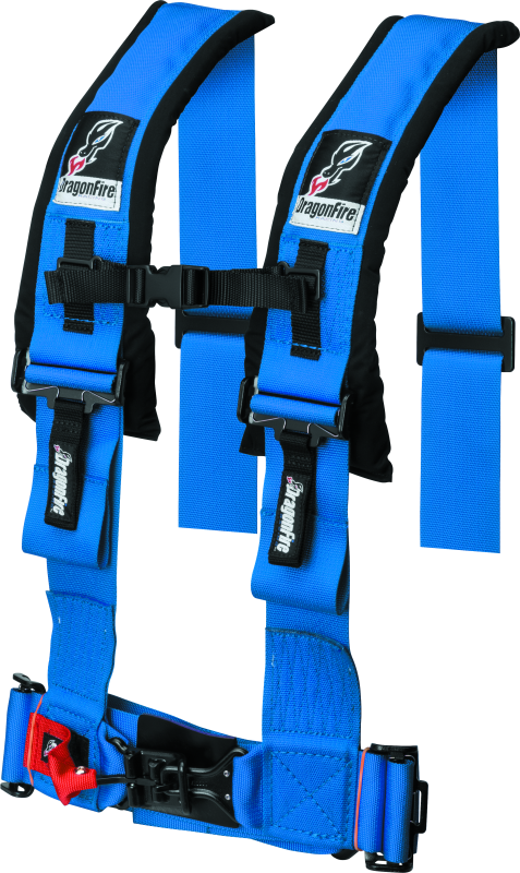 DragonFire Racing Harness- H-Style- 4-Point- 3in Buckle- Blue DragonFire Racing Seat Belts & Harnesses