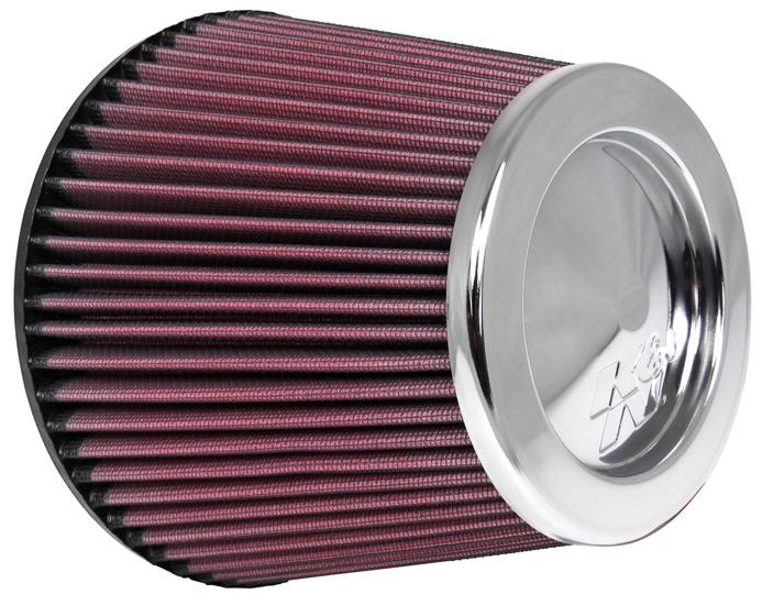 K&N Universal Chrome Filter 6in Flange ID x 7.5in Base OD x 5in Top OD x 6in H K&N Engineering Air Filters - Universal Fit
