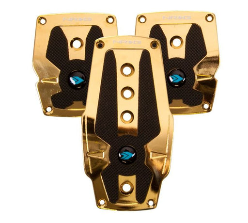 NRG Aluminum Sport Pedal M/T - Chrome Gold w/Black Rubber Inserts NRG Pedal Covers