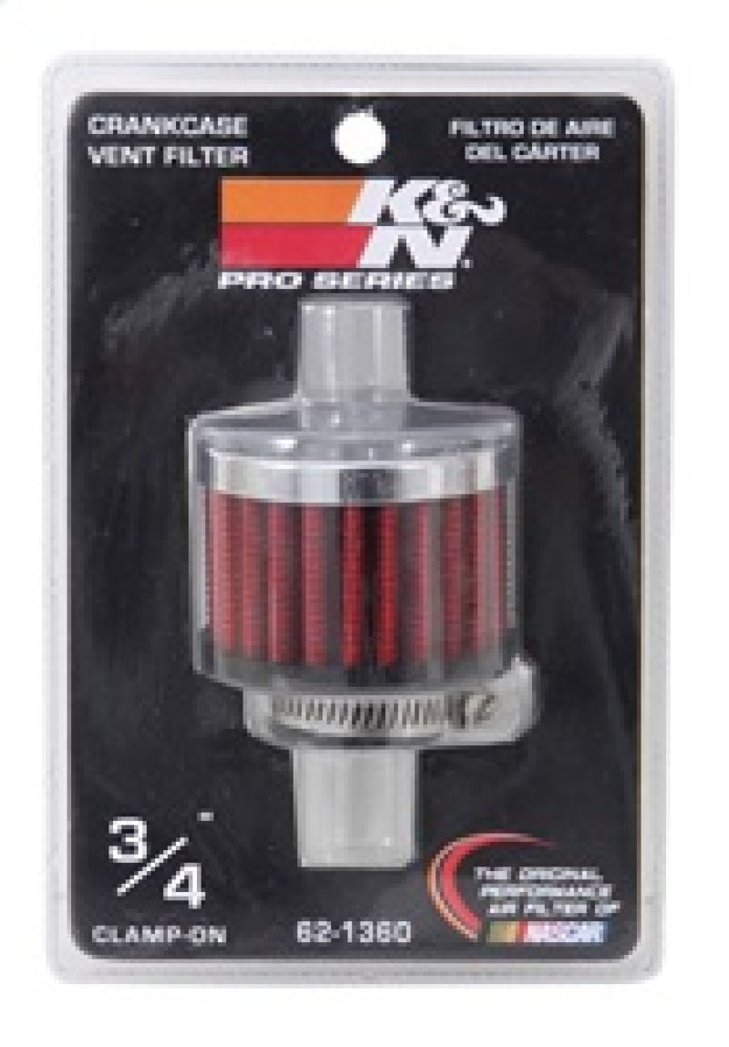 K&N 3/4 inch ID 2 inch OD 1.5 inch H Clamp On Crankcase Vent Filter K&N Engineering Air Filters - Universal Fit