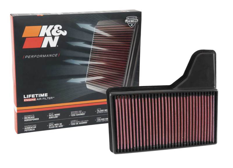 K&N Replacement Panel Air Filter for 2015 Ford Mustang 2.3L L4/3.7L V6/5.0L V8 K&N Engineering Air Filters - Drop In