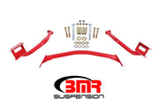 BMR 79-04 Fox Mustang Tubular Style Upper Torque Box Reinforcement Plates - Red BMR Suspension Diff Braces
