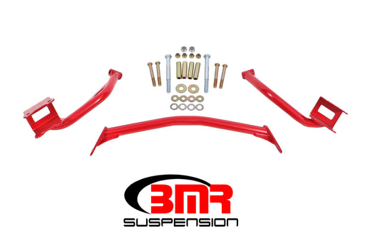 BMR 79-04 Fox Mustang Tubular Style Upper Torque Box Reinforcement Plates - Red BMR Suspension Diff Braces