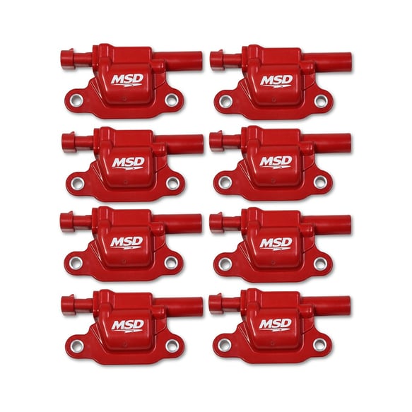 MSD Ignition Coil - Blaster Series - Gen V GDI Engine - Red - 8-Pack - Square 82668 MSD Autoparts