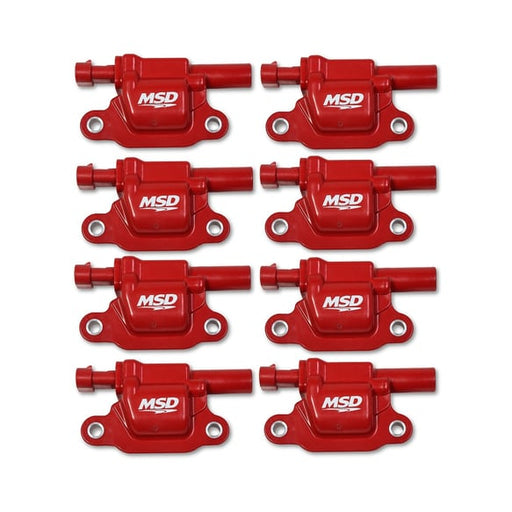 MSD Ignition Coil - Blaster Series - Gen V GDI Engine - Red - 8-Pack - Square 82668 MSD Autoparts